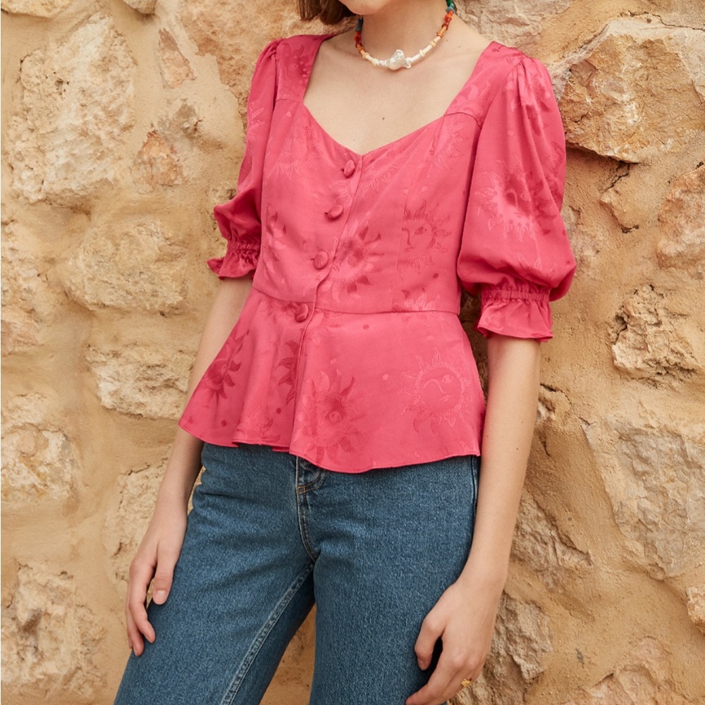 Kitri hot pink peplum top
